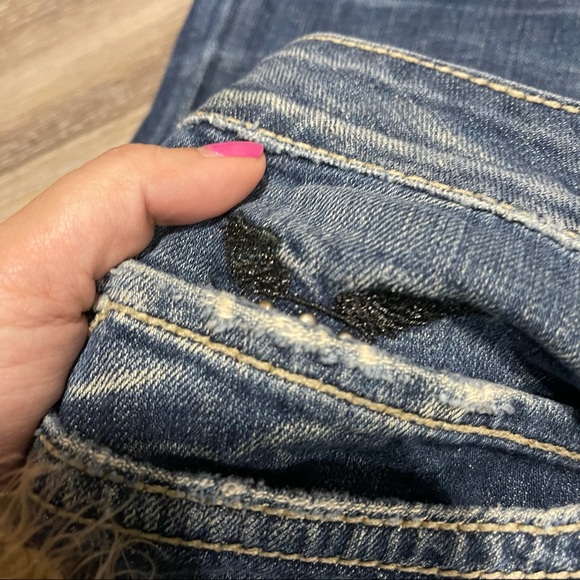 Robin’s Jeans embellished distressed straight leg jeans size 40 x 34 - Picture 5 of 11